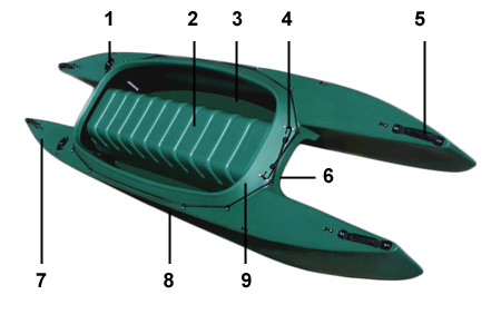 catamaran fishing kayak parts description