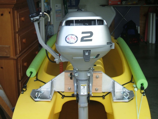 Sunbaked Life SUNBAKED LIFE outboard motor on Jeff Taubes' fishing kayak Cape Coral Florida