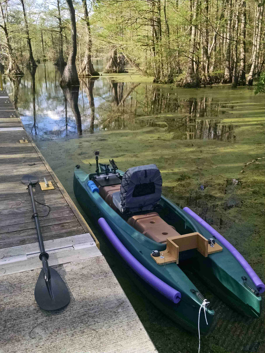 My kayak docked in Merchants Mill pond