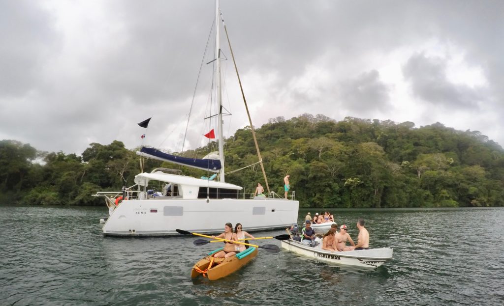 Two paddlers in Wavewalk tandem kayak Panama