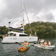 Tandem kayak as tender for yacht