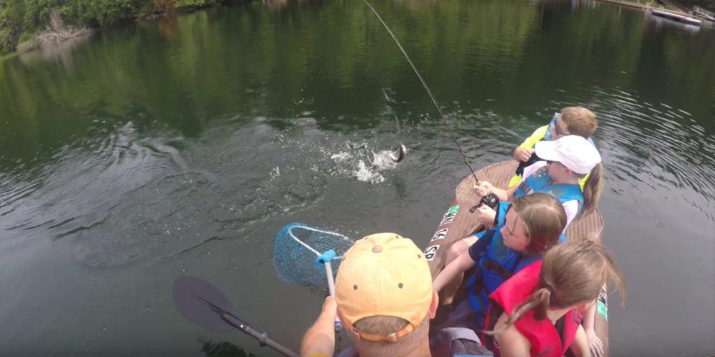 Mulitple anglers in a tandem fishing kayak