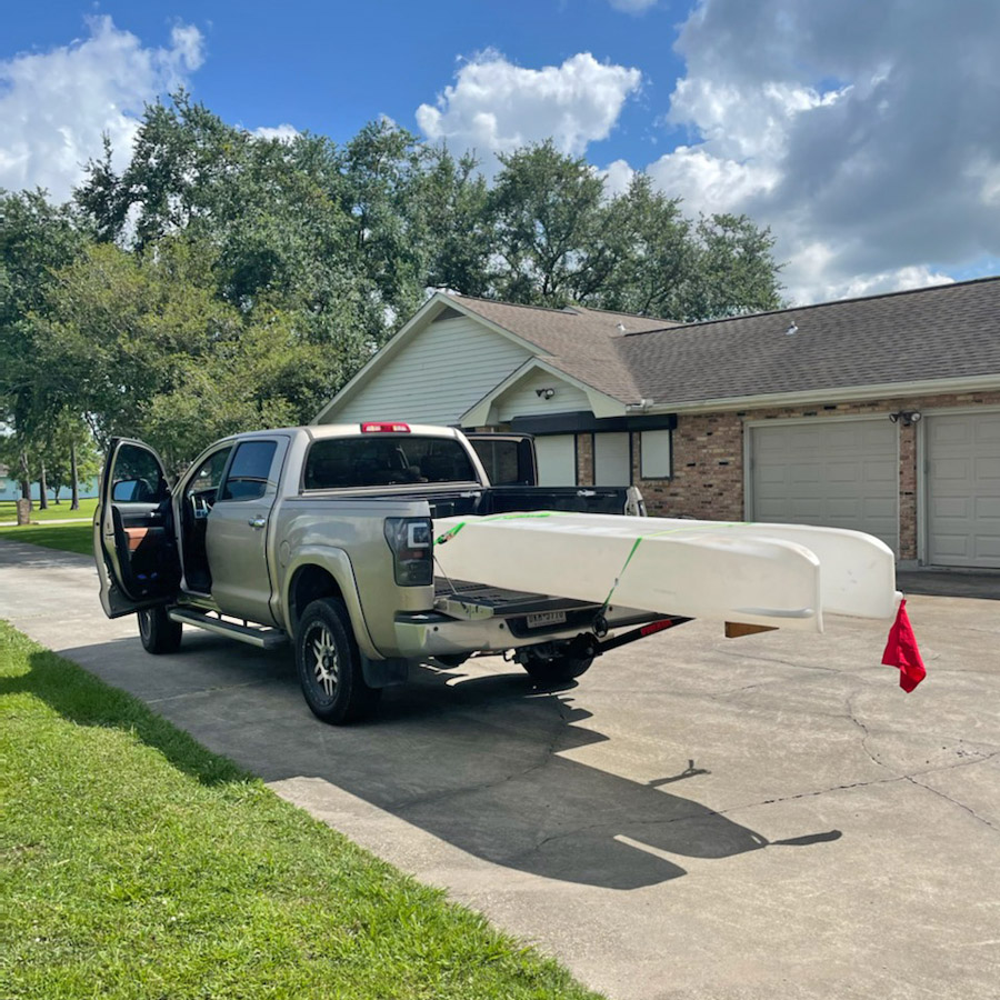 S4 microskiff transported on pickup truck bed TX
