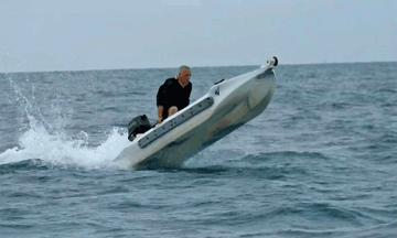 10 HP outboard motor mounted on S4 kayak