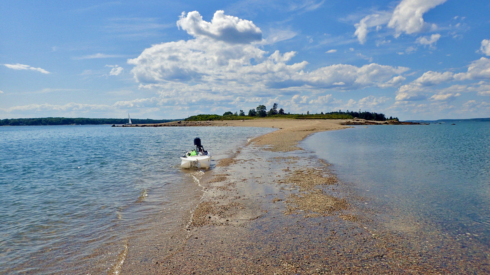 Wavewalk S4 on Torrey Island sandbar, Maine