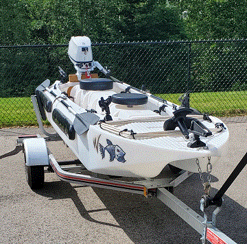S4 microskiff transported on trailer NB Canada