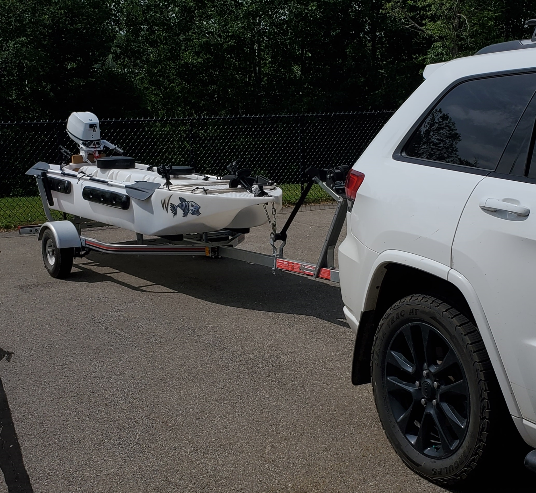 S4 microskiff transported on trailer NB Canada