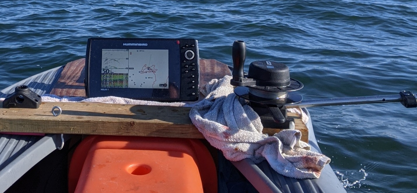 Fishfinder and downrigger on S4 microskiff ON Canada