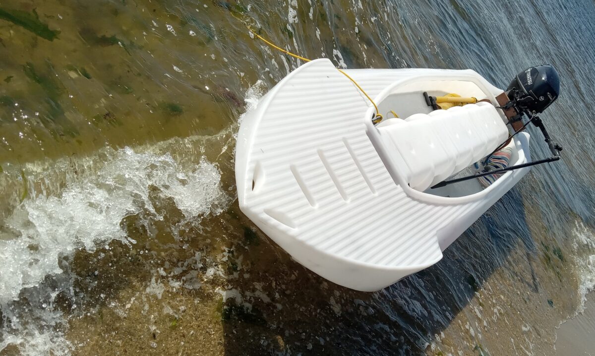 S4 Microskiff powered by 9.8 HP Tohatsu outboard motor